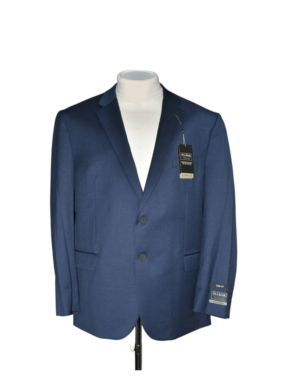 New Jos A Bank Sport Coat Blue Tone to Tone Windowpane Sport Men's 50R Slim Fit